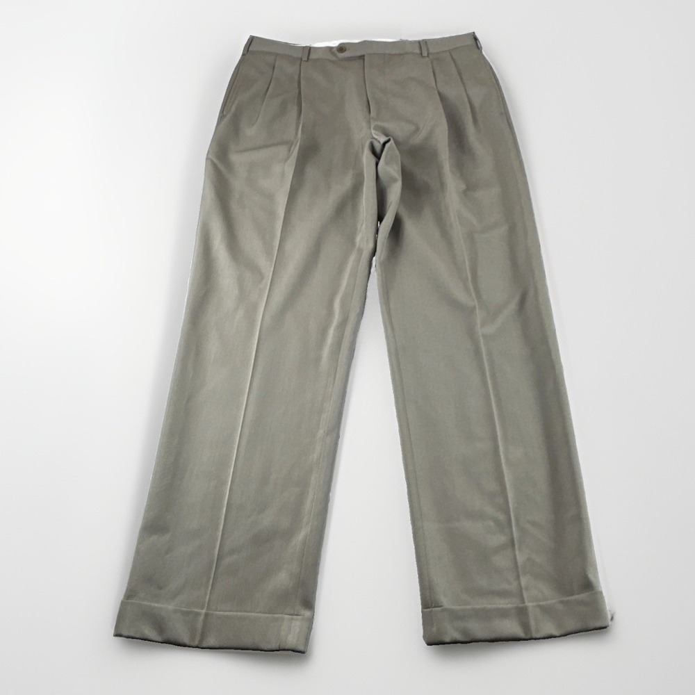 Brooks Brothers Madison Wool Pleated Pants Mens 37x32 Brown Trousers Slacks READ